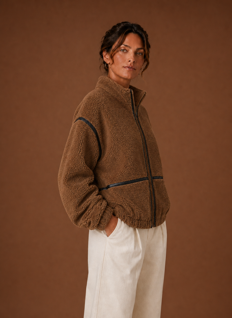 Women’s Sherpa Jacket - Zip-Up Fleece Coat | Areleon