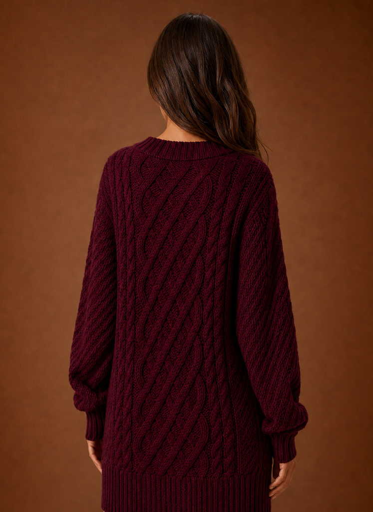 Women's Oversized Cable Knit Sweater Dress | Areleon