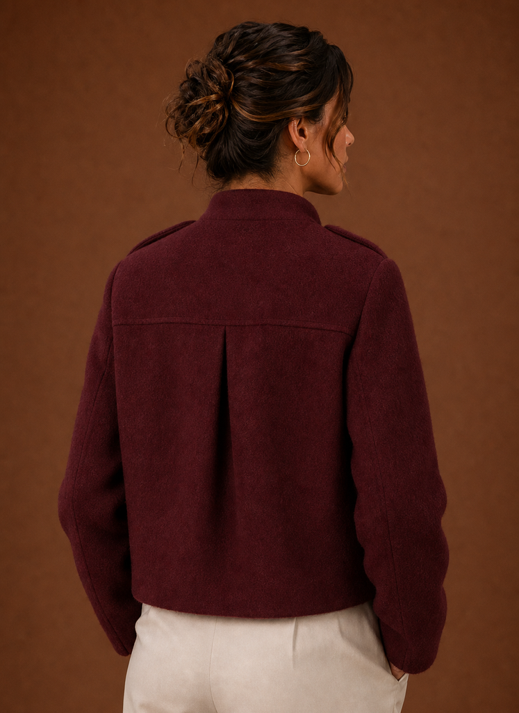 Women's Cropped Jacket - Button-Front Short Coat | Areleon
