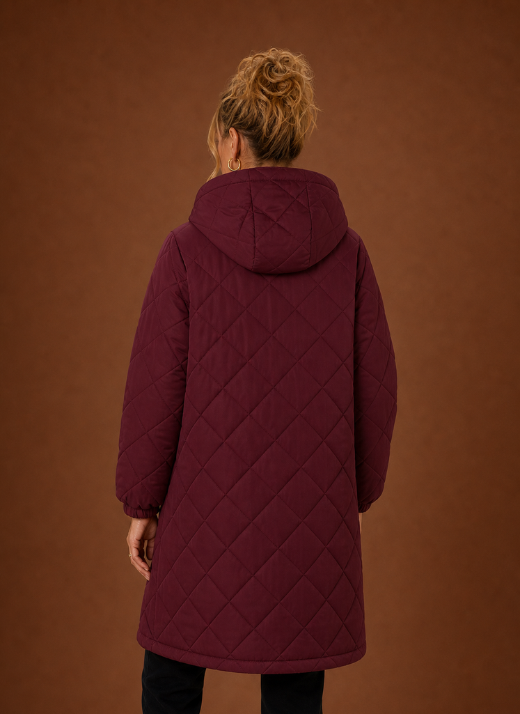 Women's Long Quilted Hooded Winter Coat | Areleon