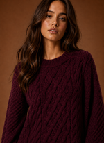Women's Oversized Cable Knit Sweater Dress | Areleon