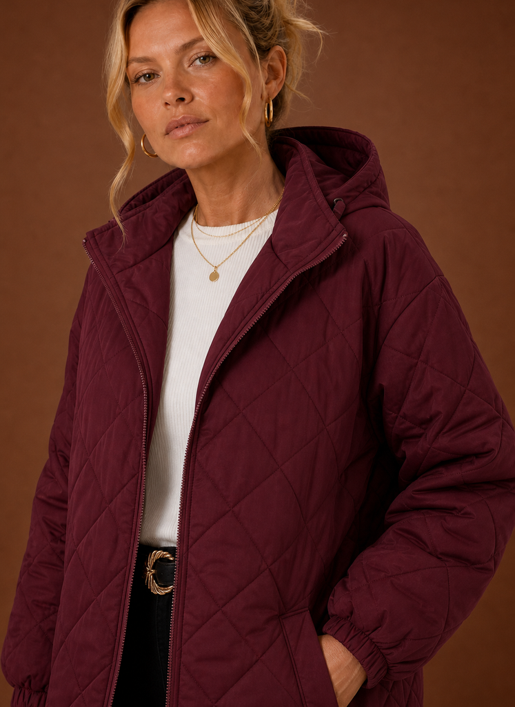 Women's Long Quilted Hooded Winter Coat | Areleon