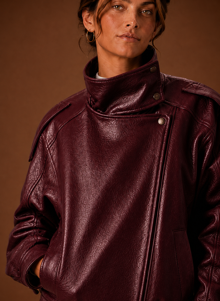 Women's Casual Jacket - Funnel Neck Collar Jacket | Areleon