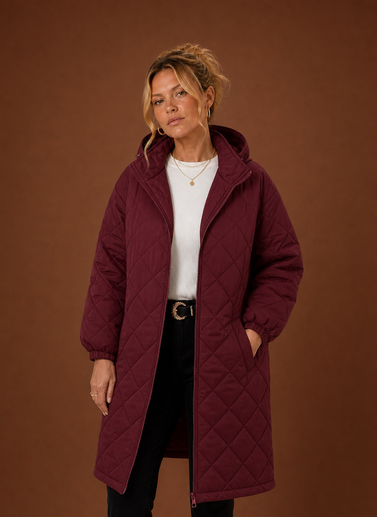 Women's Long Quilted Hooded Winter Coat | Areleon