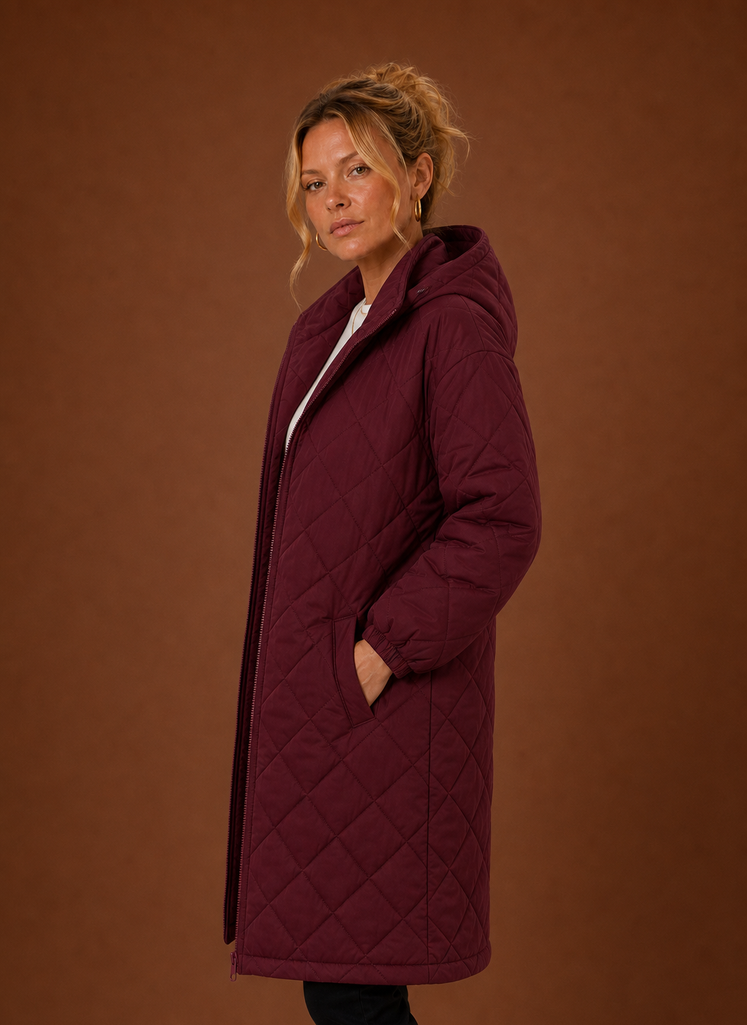 Women's Long Quilted Hooded Winter Coat | Areleon