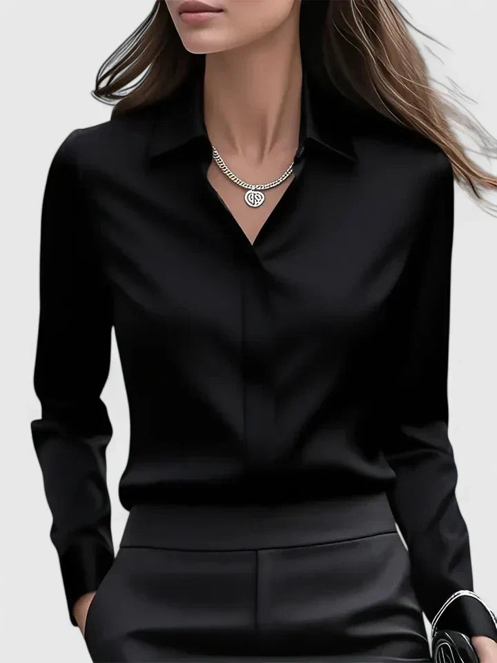 Anja Satin Button-Up Blouse