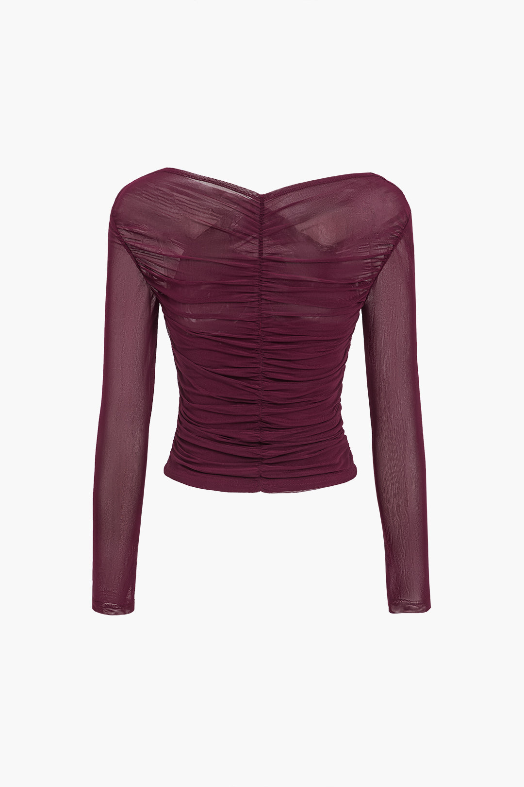 Susanne Ruched Mesh Long-Sleeve Top