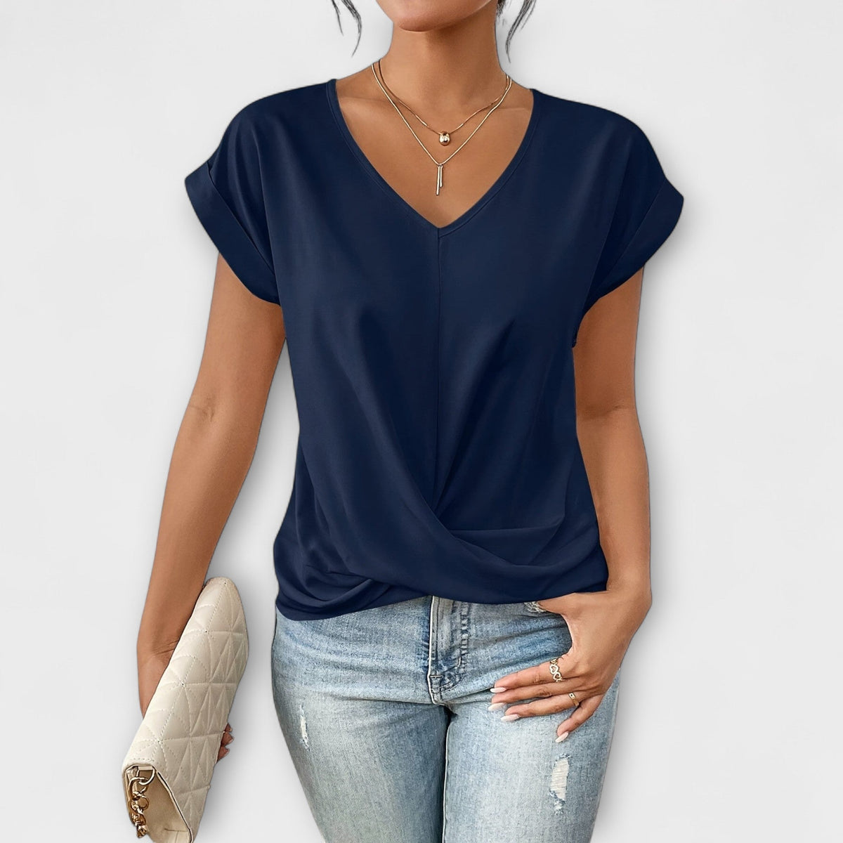 Carlinda | Elegant V-Neck Top, women's top – view 4