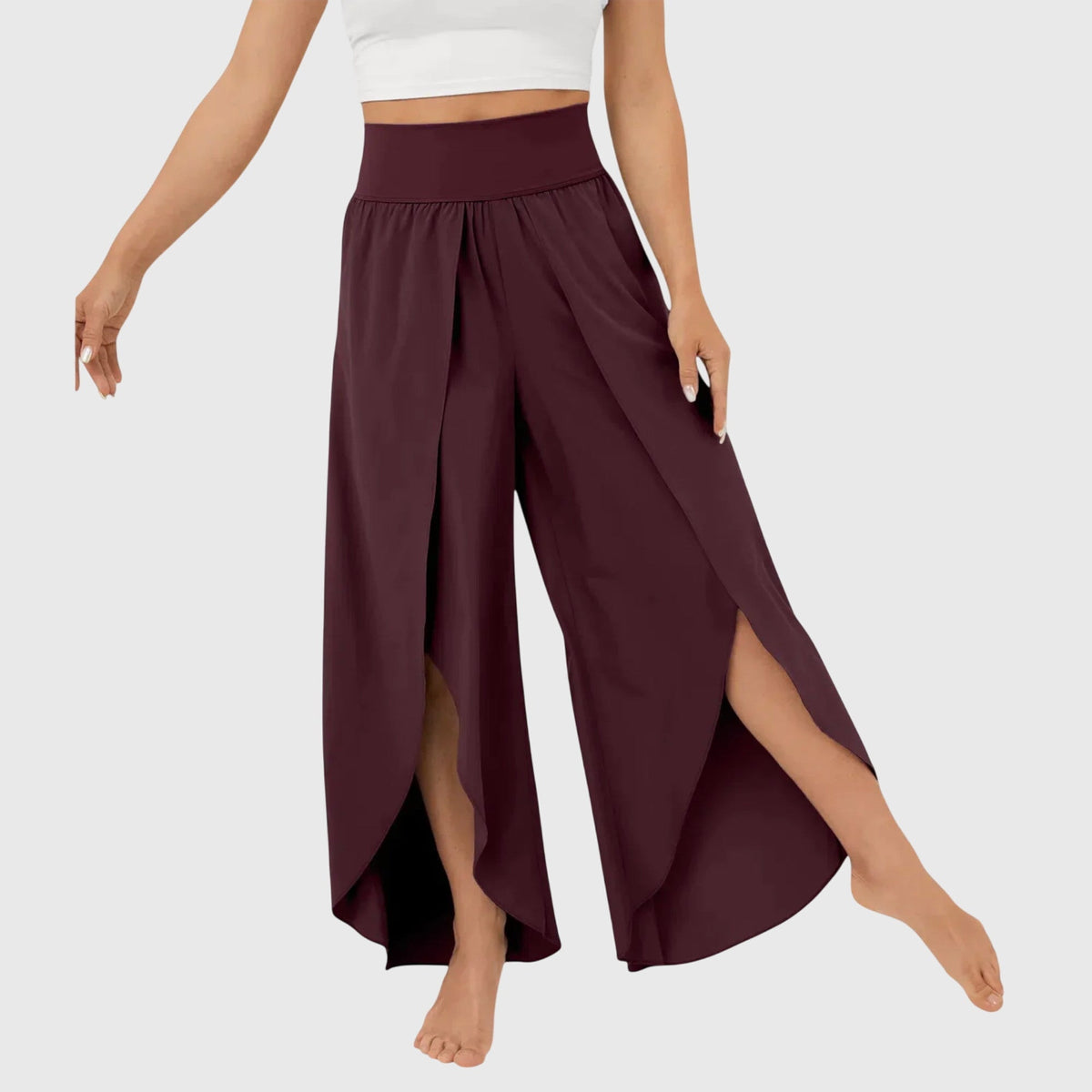 Magdalena Wide-Leg Boho Slit Pants