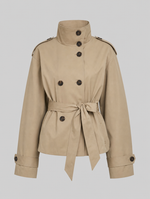 Caldecott Belted Cropped Trench in khaki, product shot