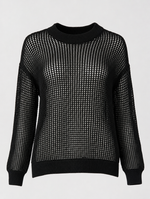 Calder Open Weave Knit Sweater in black, product shot