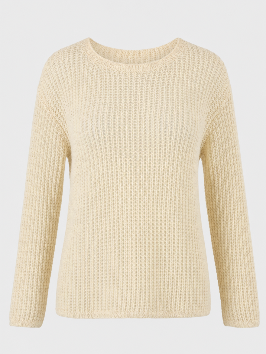 Calder Open Weave Knit Sweater in cream, product shot