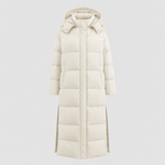 Camberley Longline Hooded Puffer Coat in beige