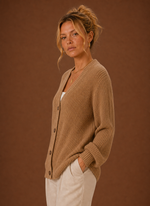Women's V-Neck Knit Cardigan - Button Front Long Sleeve Sweater | Areleon