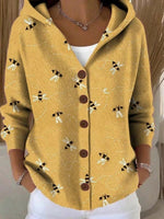 Marie Cassidy Multicolor Button-Front Hoodie Cardigan