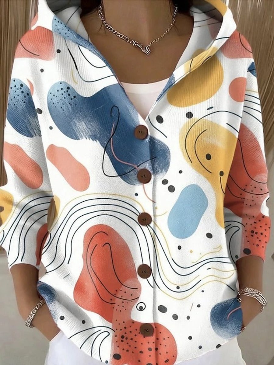 Marie Cassidy Multicolor Button-Front Hoodie Cardigan