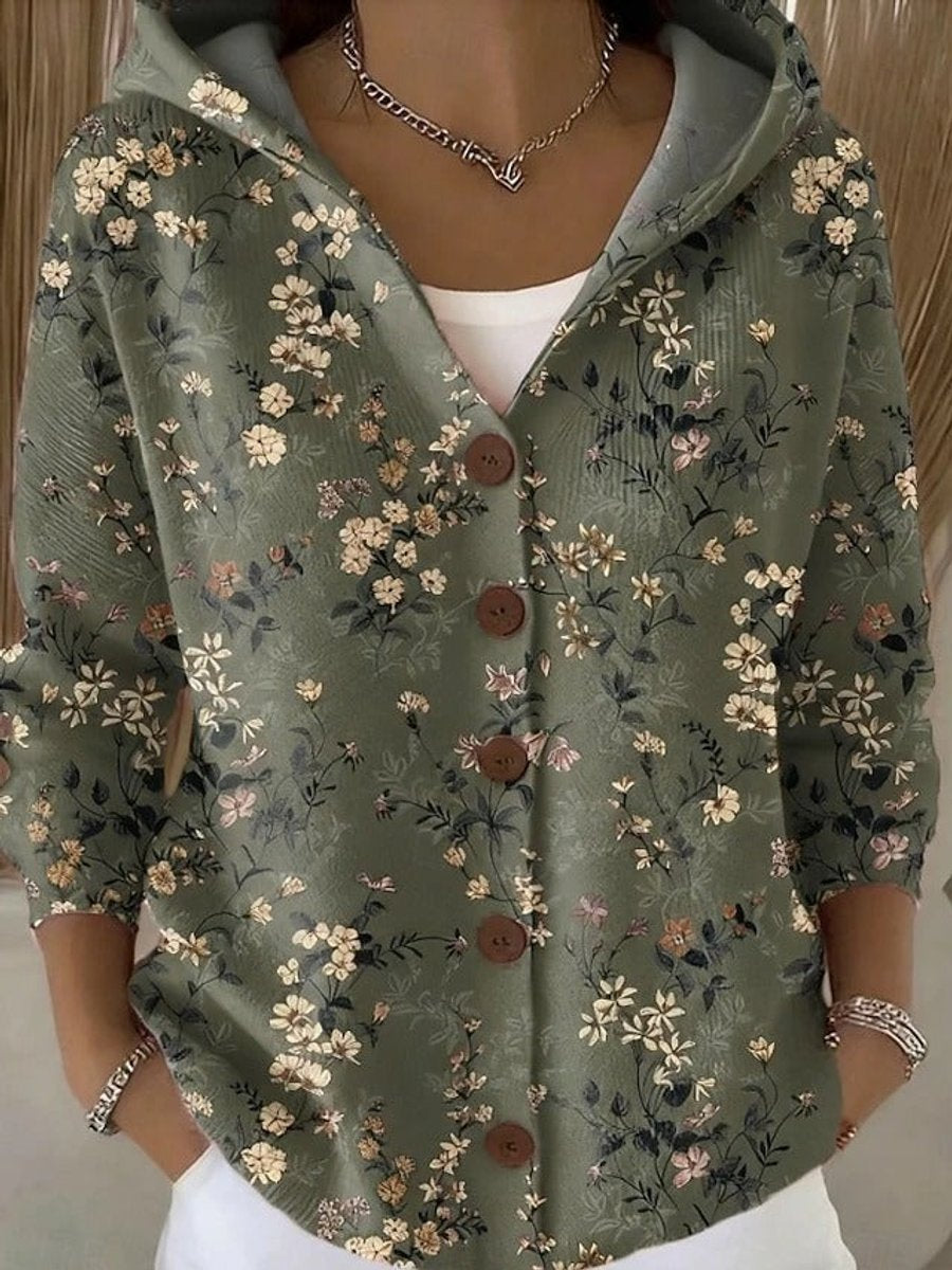 Marie Cassidy Multicolor Button-Front Hoodie Cardigan