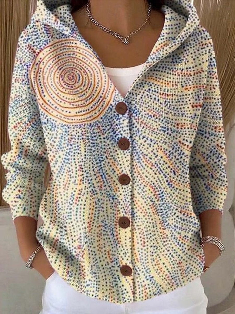 Marie Cassidy Multicolor Button-Front Hoodie Cardigan