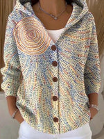Marie Cassidy Multicolor Button-Front Hoodie Cardigan