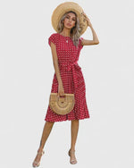 Veronika Pleated Short-Sleeve Midi Dress