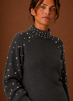 Women's Knit Pullover - Pearl Embellished Sweater | Areleon