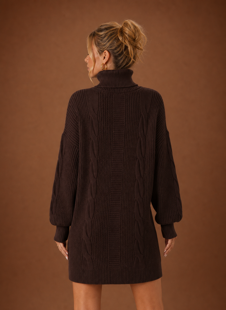 Women's Turtleneck Sweater Dress - Pullover Knit Dress | Areleon