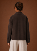 Women's Double-Breasted Cropped Coat - Wide Lapel Jacket | Areleon