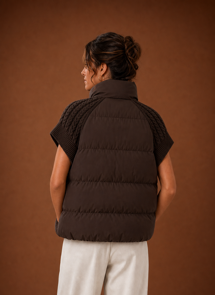 Women's Puffer Vest - Knit-Shoulder Sleeveless Jacket | Areleon