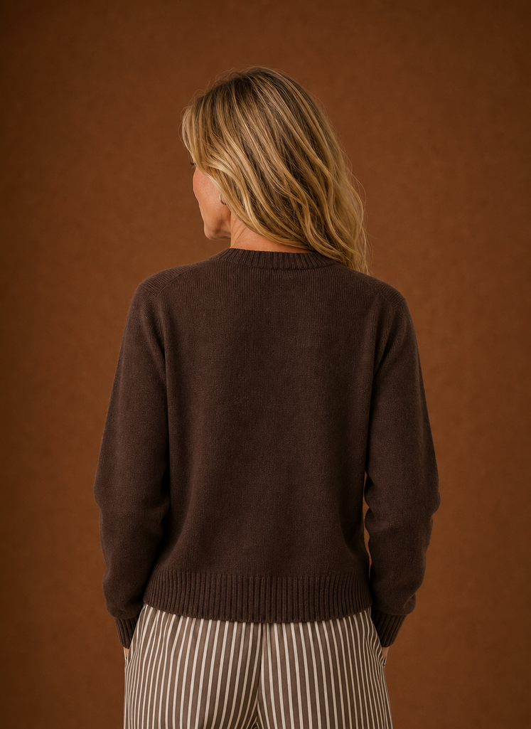 Women's Knit Cardigan - Button-Front Crew Neck Sweater | Areleon