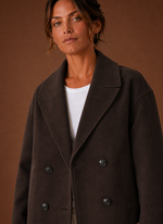 Women's Double-Breasted Cropped Coat - Wide Lapel Jacket | Areleon