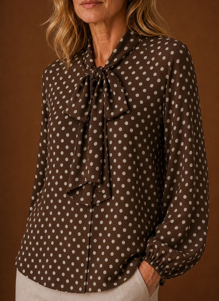 Women's Polka Dot Blouse - Long Sleeve Top | Areleon