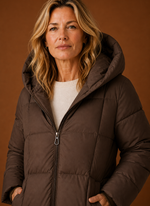 Women's Puffer Jacket - Long Hooded Winter Coat | Areleon