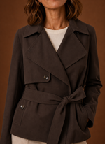 Women's Trench Coat - Belted Waist Casual Jacket | Areleon