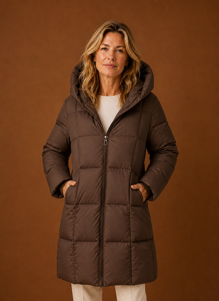 Women's Puffer Jacket - Long Hooded Winter Coat | Areleon