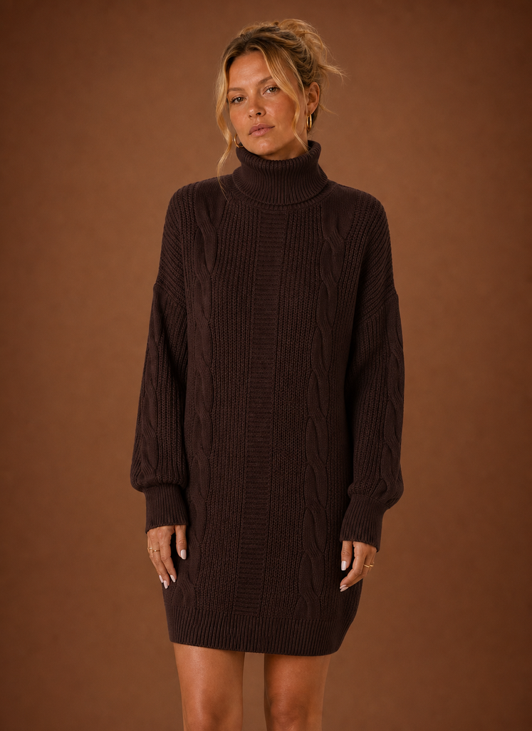 Women's Turtleneck Sweater Dress - Pullover Knit Dress | Areleon