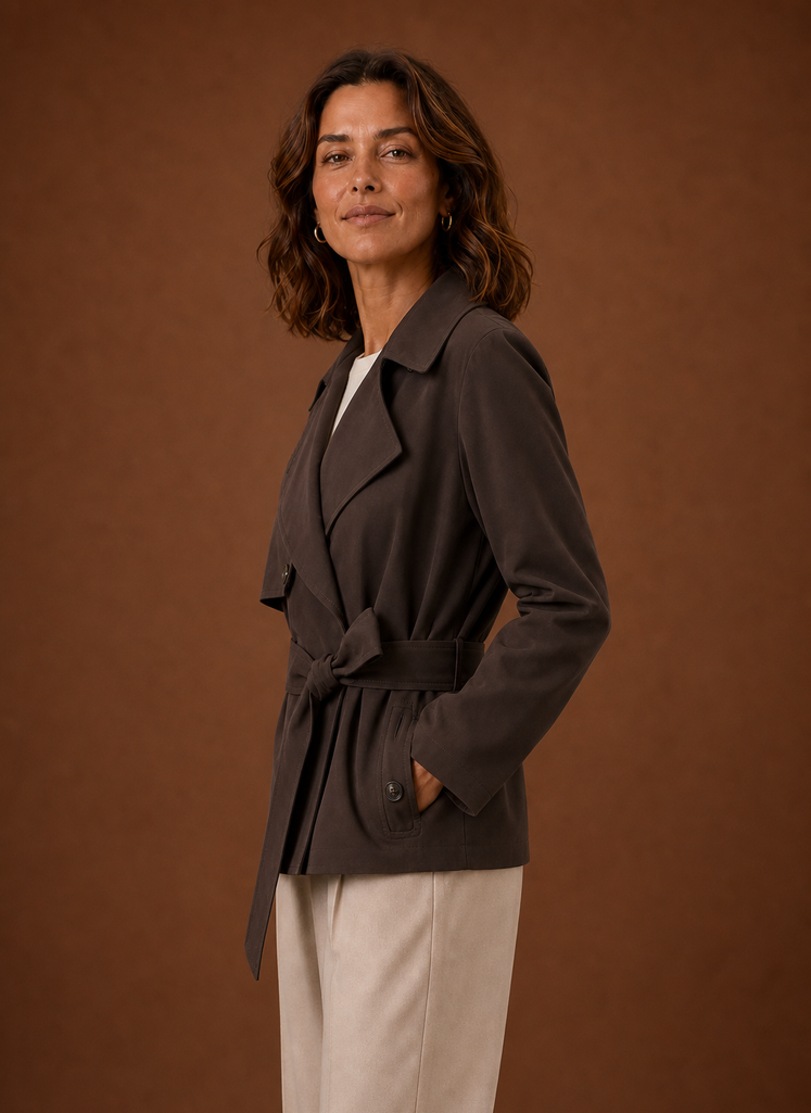 Women's Trench Coat - Belted Waist Casual Jacket | Areleon