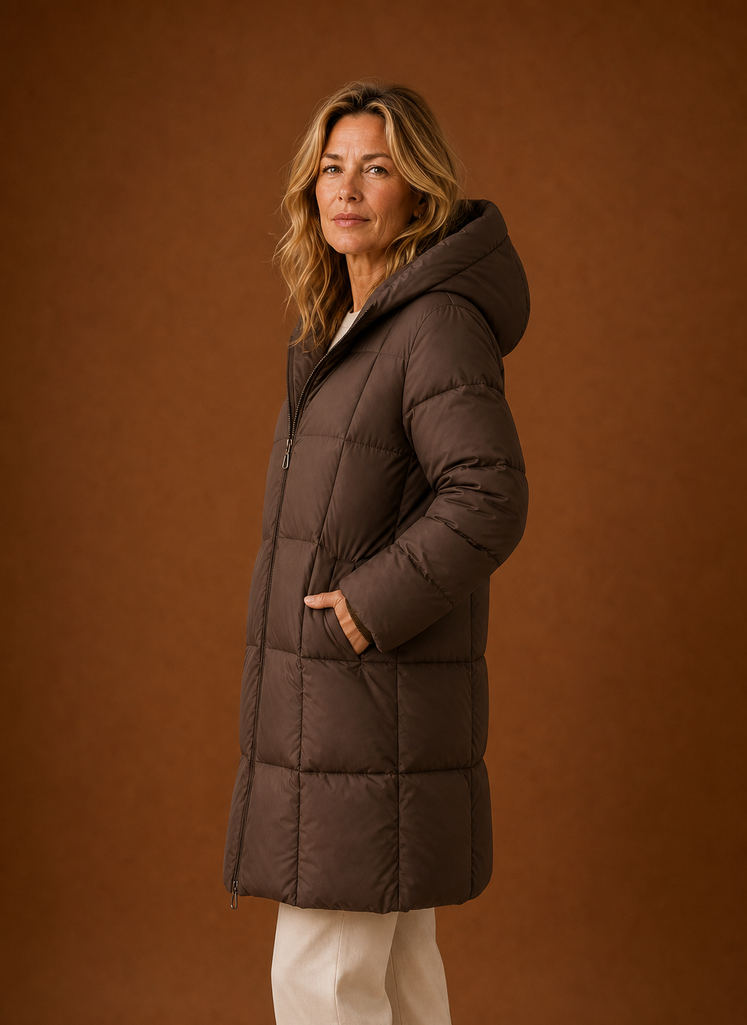 Women's Puffer Jacket - Long Hooded Winter Coat | Areleon