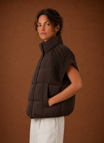 Women's Puffer Vest - Knit-Shoulder Sleeveless Jacket | Areleon