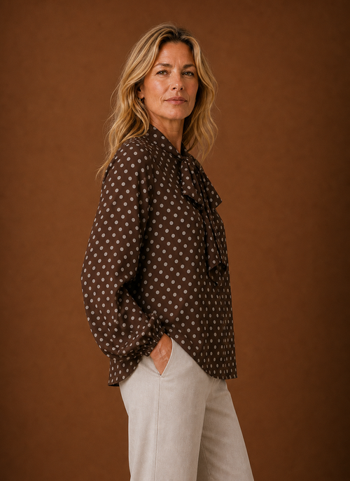 Women's Polka Dot Blouse - Long Sleeve Top | Areleon