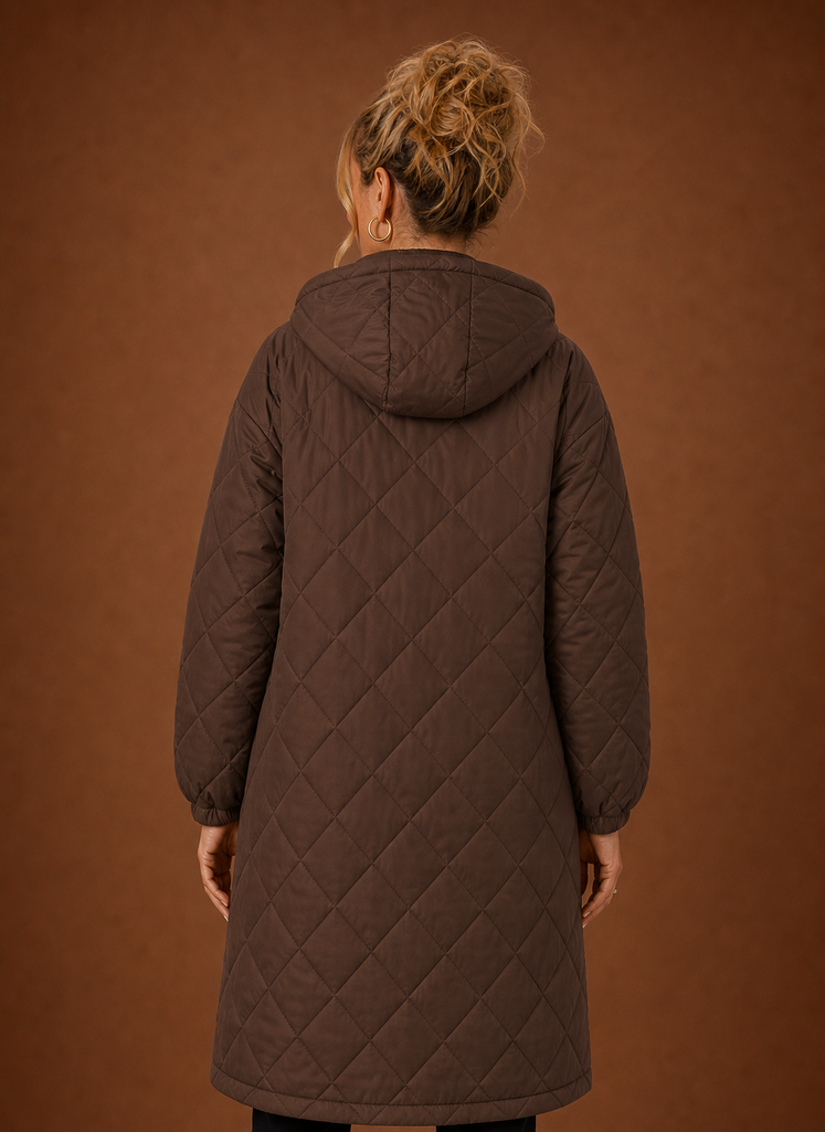 Women's Long Quilted Hooded Winter Coat | Areleon
