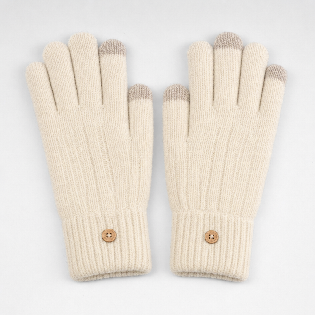 Colby Knit Touchscreen Gloves in cream, product shot