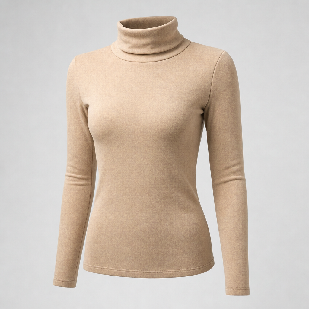 Cranbourne Funnel Neck Thermal Top in apricot, product shot