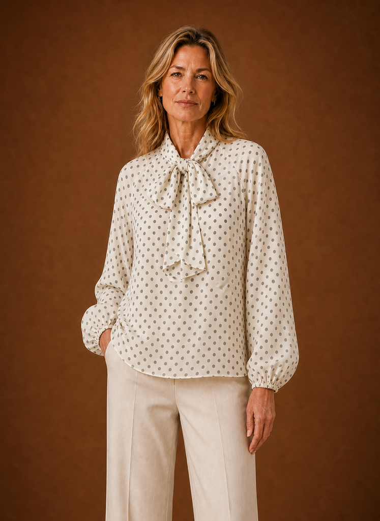 Women's Polka Dot Blouse - Long Sleeve Top | Areleon