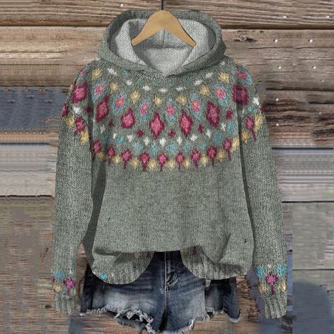 Carolin Patterned Winter Knit Hoodie
