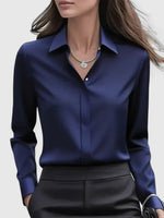 Anja Satin Button-Up Blouse