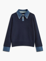 Amelie 2-in-1 Denim Collar Knit Sweater