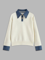 Amelie 2-in-1 Denim Collar Knit Sweater
