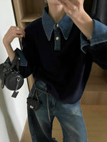 Amelie 2-in-1 Denim Collar Knit Sweater