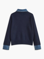 Amelie 2-in-1 Denim Collar Knit Sweater