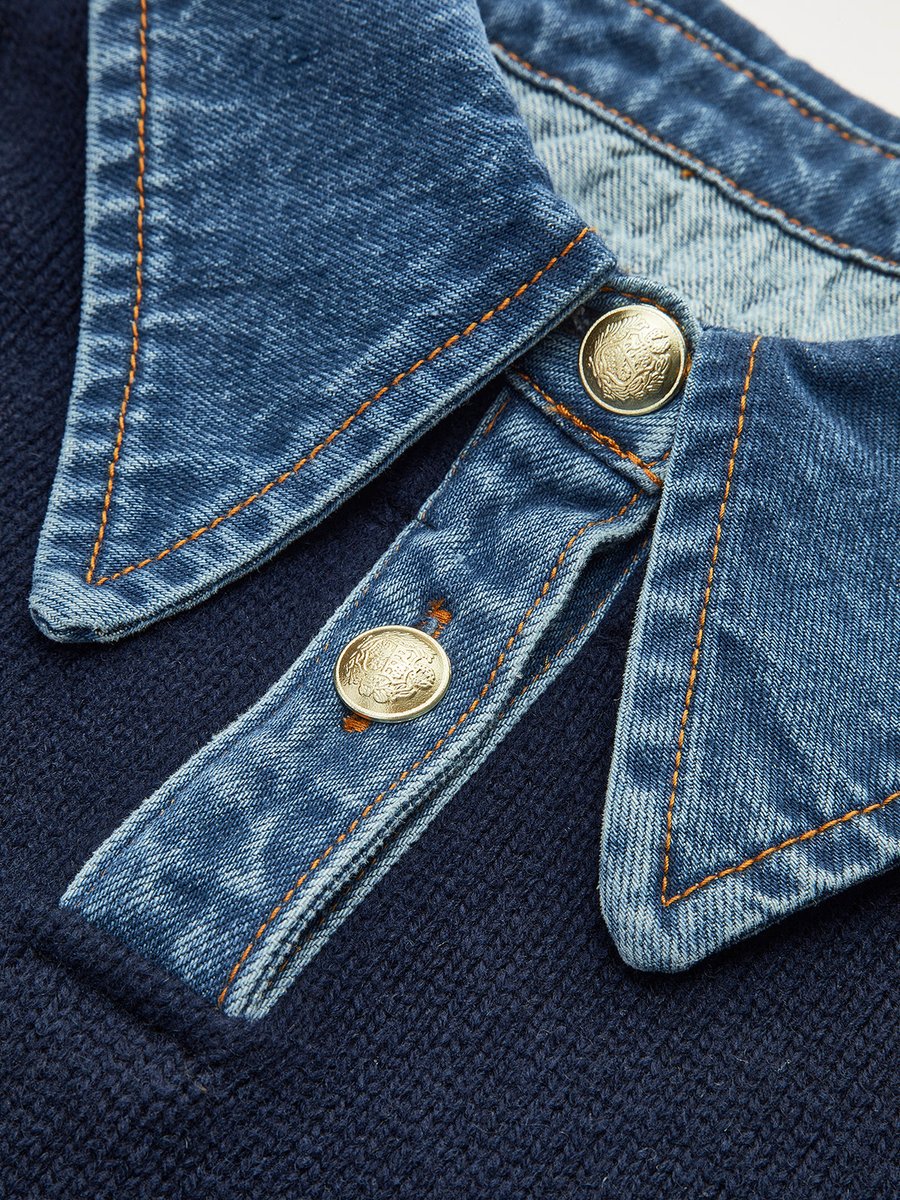 Amelie 2-in-1 Denim Collar Knit Sweater